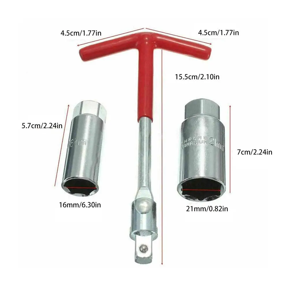 3Pcs Car T-Handle Dual Use Spark Plug Wrench Kit Remover Installer Joint Spark Plug Socket Wrench Tool With 16 & 22mm Socket
3Pcs Car T-Handle Dual Use Spark Plug Wrench Kit Remover Installer Joint Spark Plug Socket Wrench Tool With 16 & 22mm Socket