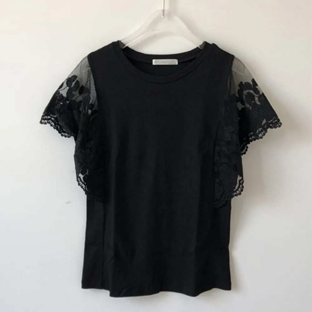 Women Casual Round Neck T-shirt Blouse 2021 Korean Janpanese Casual New Delicate Lace Short-sleeved Top Tee Daily Home Tops
Women Casual Round Neck T-shirt Blouse 2021 Korean Janpanese Casual New Delicate Lace Short-sleeved Top Tee Daily Home Tops