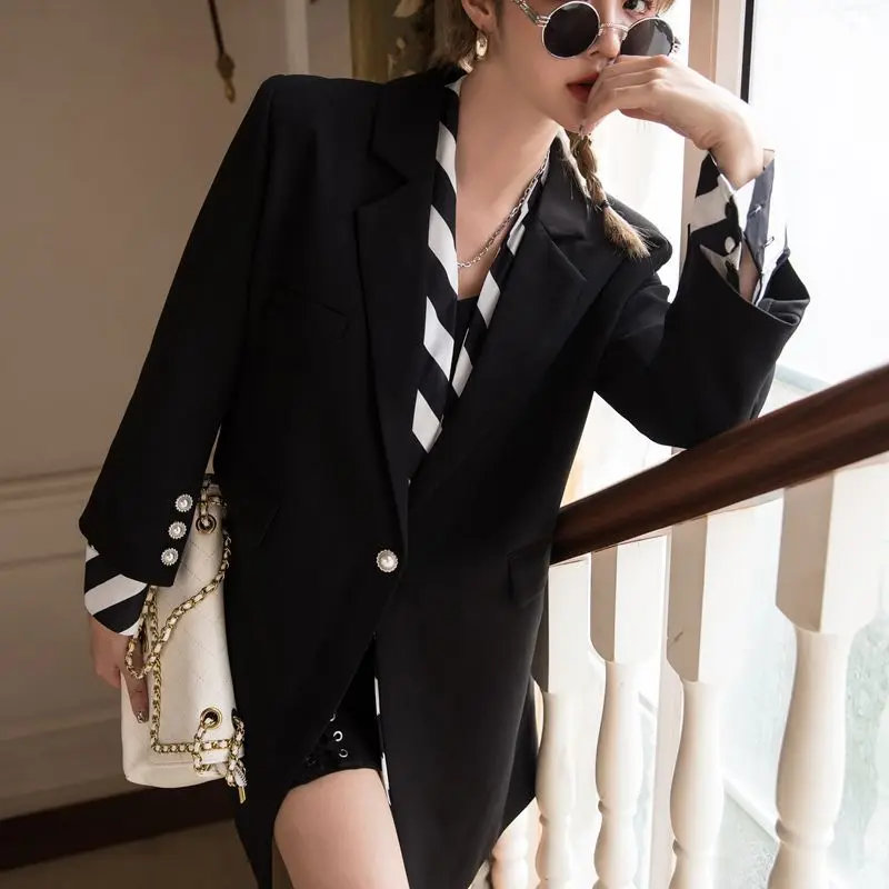 Black Blazer Women Korean Fake 2PCS Splice Loose Vintage Suit Coat Office Lady Elegant Chic Casual Suit Jacket Outerwear Autumn
Black Blazer Women Korean Fake 2PCS Splice Loose Vintage Suit Coat Office Lady Elegant Chic Casual Suit Jacket Outerwear Autumn