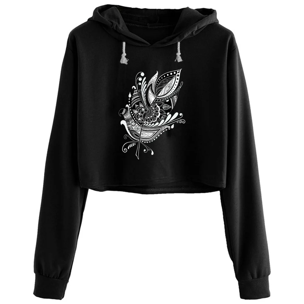 Укороченные худи с перьями Zentangle, женский корейский пуловер Y2k Kawaii Goth для девочек
Укороченные худи с перьями Zentangle, женский корейский пуловер Y2k Kawaii Goth для девочек