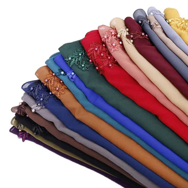 Women Flower Embroidery Hijab Scarf Chiffon Wraps Solid Color Muslim Head Scarf Shawls and Wraps Spring and Summer
Women Flower Embroidery Hijab Scarf Chiffon Wraps Solid Color Muslim Head Scarf Shawls and Wraps Spring and Summer