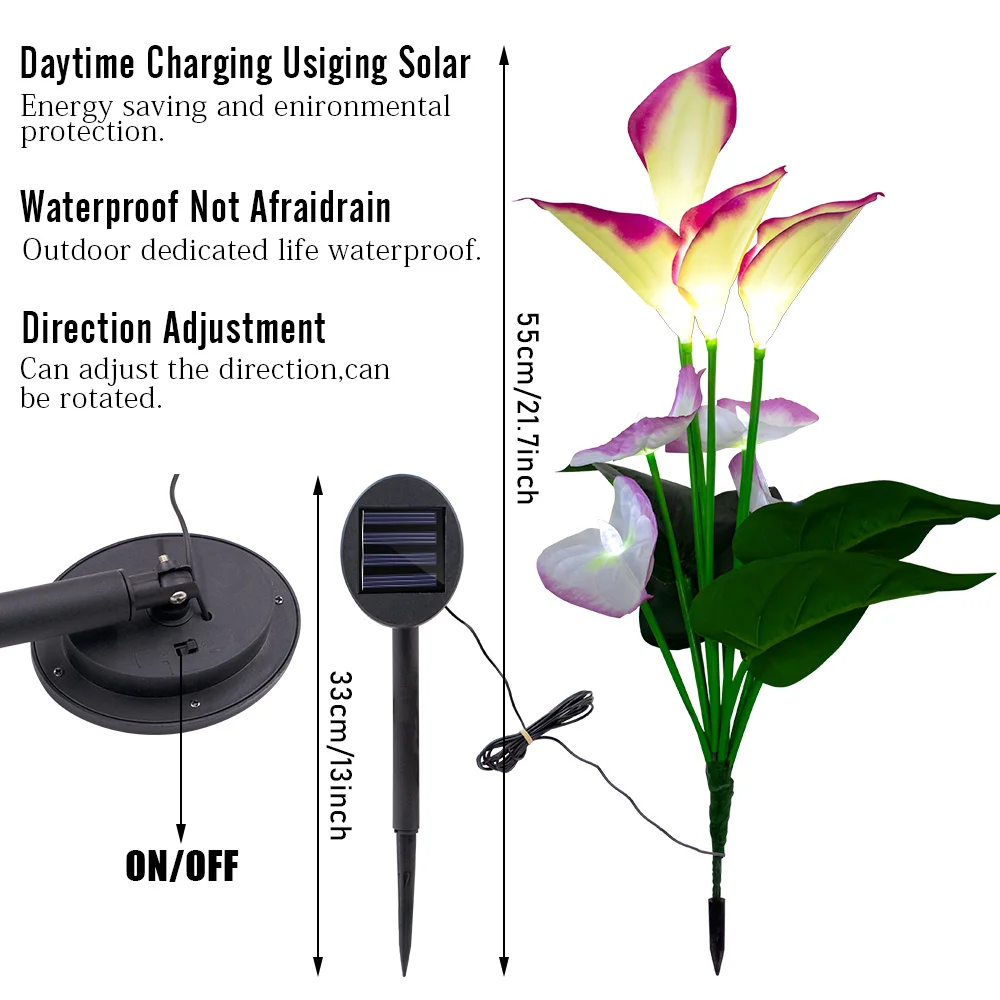 LED Solar Calla Lawn Light Lamp Fashion Creative Night Light Lawn Light Yard Decoration for Home Garden (White light)
LED Solar Calla Lawn Light Lamp Fashion Creative Night Light Lawn Light Yard Decoration for Home Garden (White light)