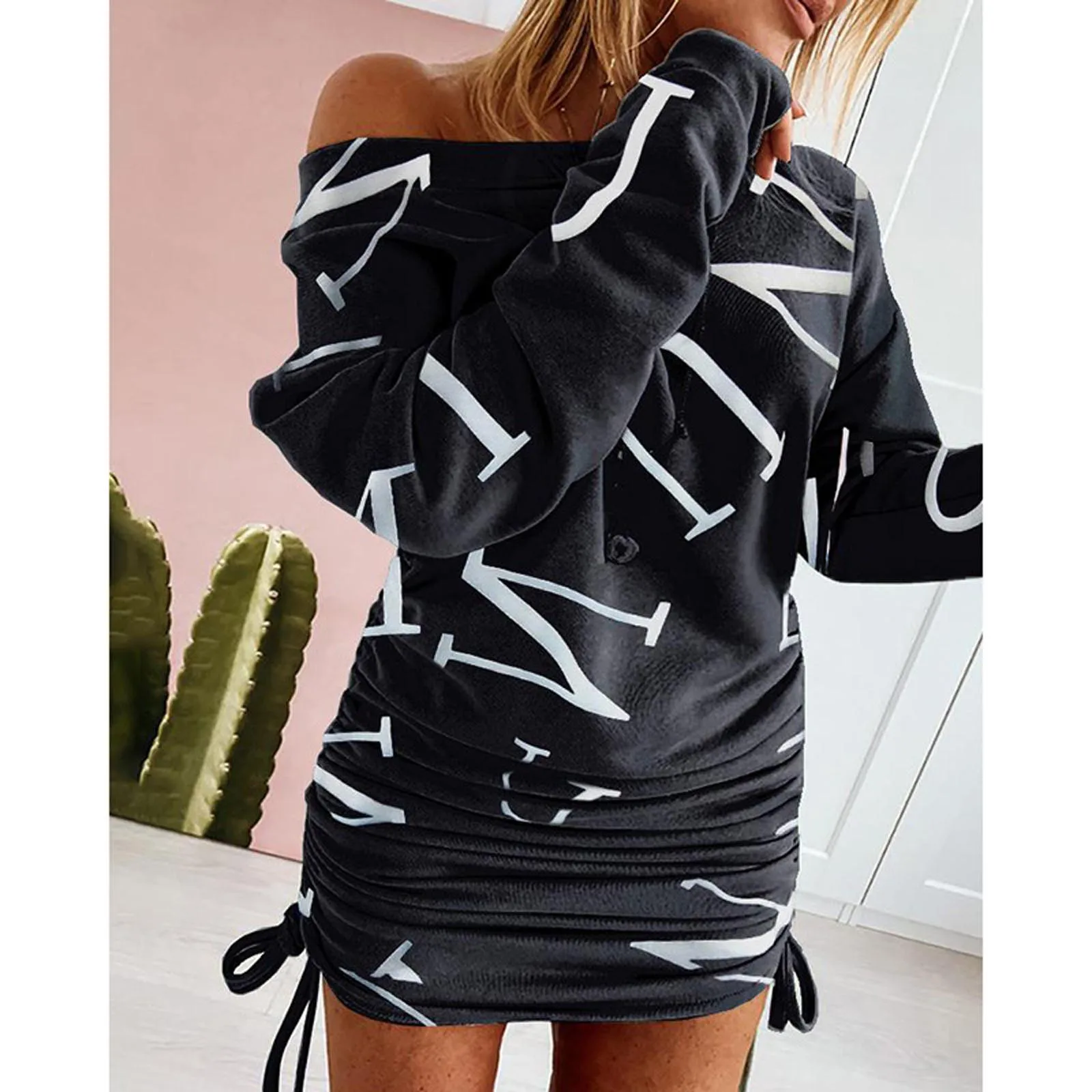 Women's Fashion Pullover Off Shoulder Print Drawstring Ruched Long Sleeve Dress Women's Summer Dresses
Women's Fashion Pullover Off Shoulder Print Drawstring Ruched Long Sleeve Dress Women's Summer Dresses