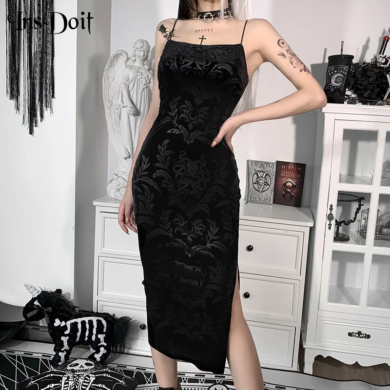 InsDoit Goth Sexy Black Dresses Women Velvet Vintage Harajuku Backless Slim Dresses Casual Aesthetic Split Elegant Party Dress
InsDoit Goth Sexy Black Dresses Women Velvet Vintage Harajuku Backless Slim Dresses Casual Aesthetic Split Elegant Party Dress