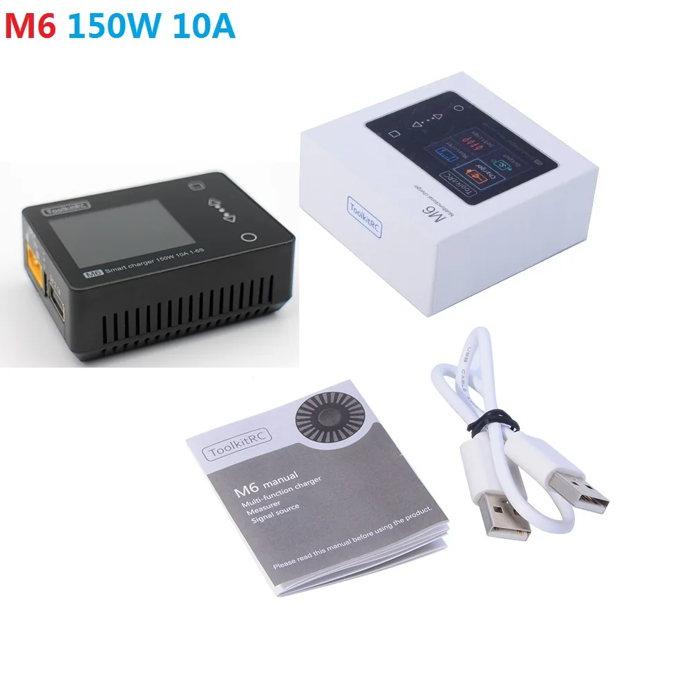 ToolkitRC M6 DC 150W 10A ЖК-дисплей 2-6S Lipo Батарея с логической самобалансировкой Зарядное