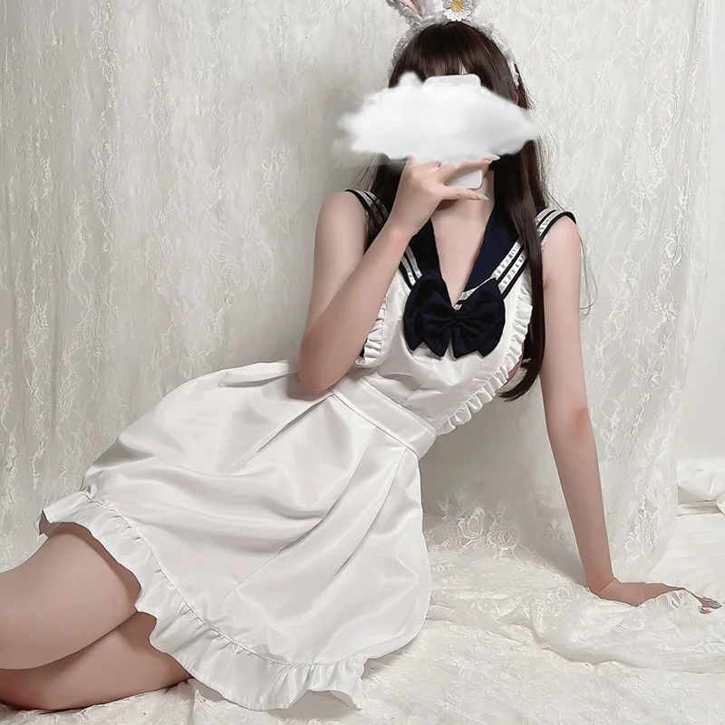 Women Nighties Maid costume Sleepwear Students Sexy Cute Blackless Bandage Nightdress Girl Outfits Anime White Long Dress
Women Nighties Maid costume Sleepwear Students Sexy Cute Blackless Bandage Nightdress Girl Outfits Anime White Long Dress