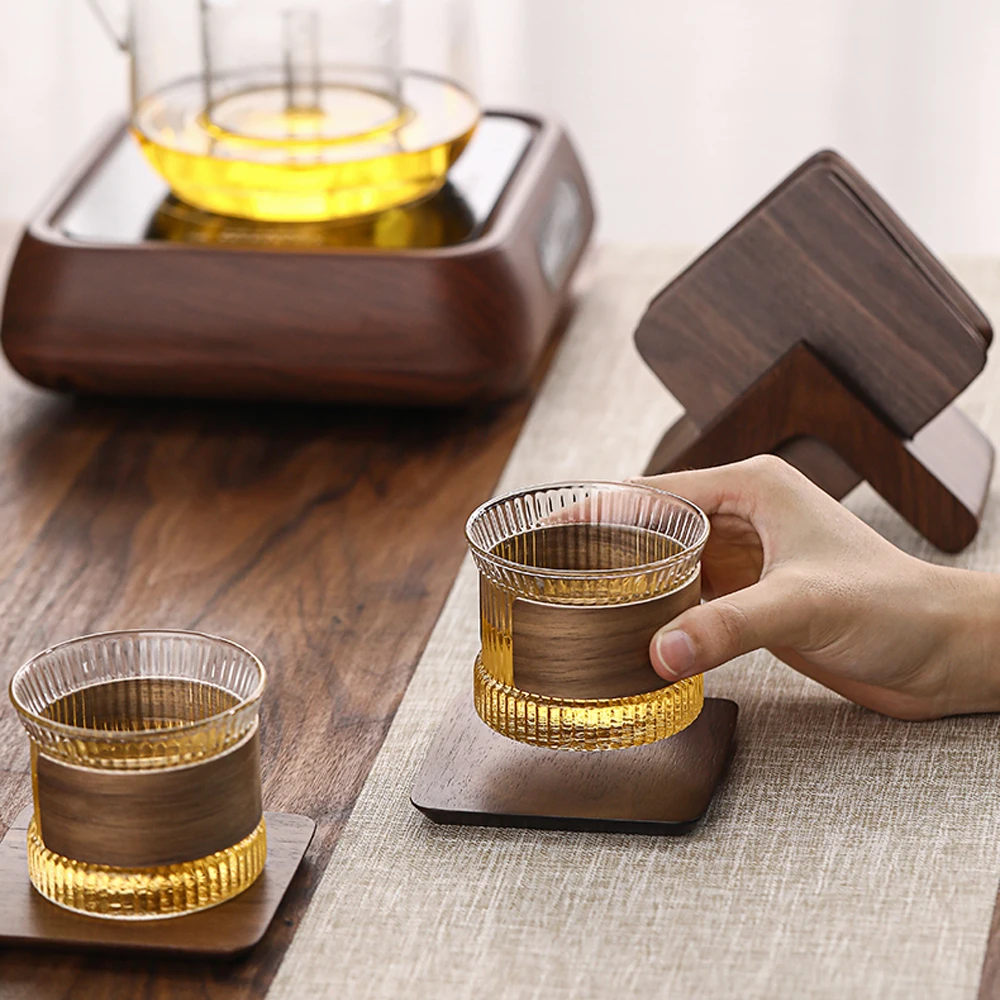 Walnut Coaster Holder With 6 Square Cup Mat Snacks Dessert Insulation Pad Kitchen Supplies Decorative Mat
Walnut Coaster Holder With 6 Square Cup Mat Snacks Dessert Insulation Pad Kitchen Supplies Decorative Mat