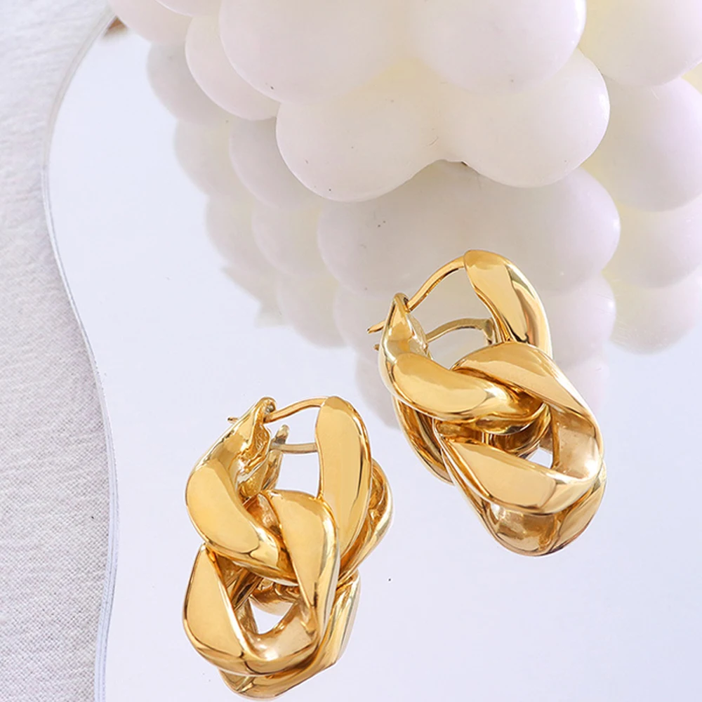 Gold Plated Stainless Steel Drop Curb Chain Earrings for Women Minimalist Delicate Double Circle Earring for Women Girls
Gold Plated Stainless Steel Drop Curb Chain Earrings for Women Minimalist Delicate Double Circle Earring for Women Girls