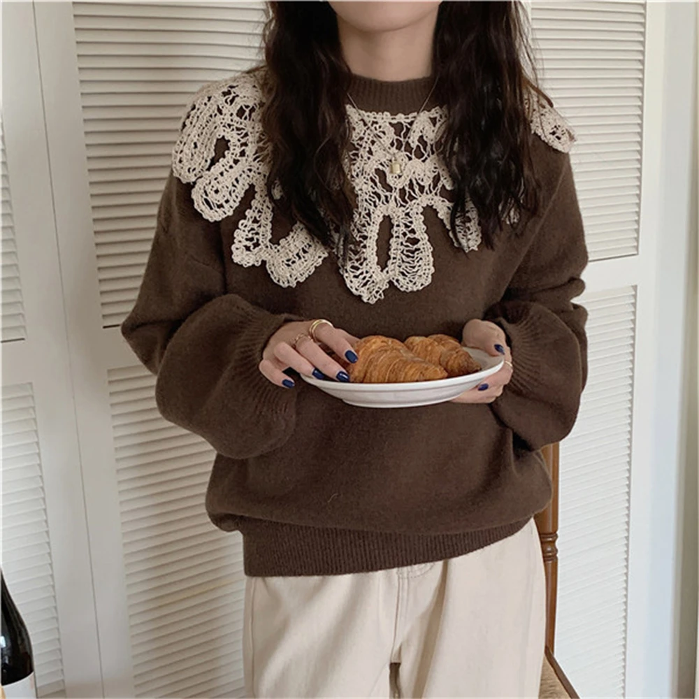 대한민국 Pullover Knitted Women Hook Flowers Sweaters Chic 2022 Hot Patchwork Lace New Femme Stylish Loose Jumpers Casual
대한민국 Pullover Knitted Women Hook Flowers Sweaters Chic 2022 Hot Patchwork Lace New Femme Stylish Loose Jumpers Casual