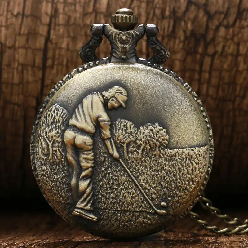 Bronze Golf Man Poket Watch Casual Necklace Vintage Retro Quartz Poket Watch Pendant Friend Father Watches Gifts with Long Chain
Bronze Golf Man Poket Watch Casual Necklace Vintage Retro Quartz Poket Watch Pendant Friend Father Watches Gifts with Long Chain