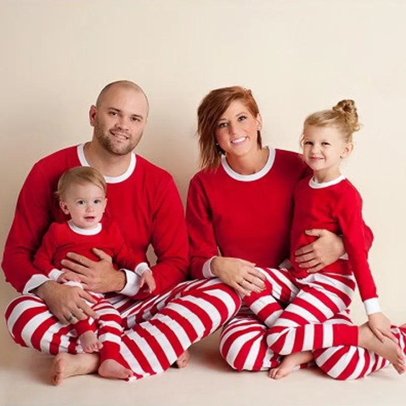 

Striped Christmas Family Matching Pajamas Sets Xmas Pj's Mother Daughter Father Son Sleepwear Daddy Mommy Clothes