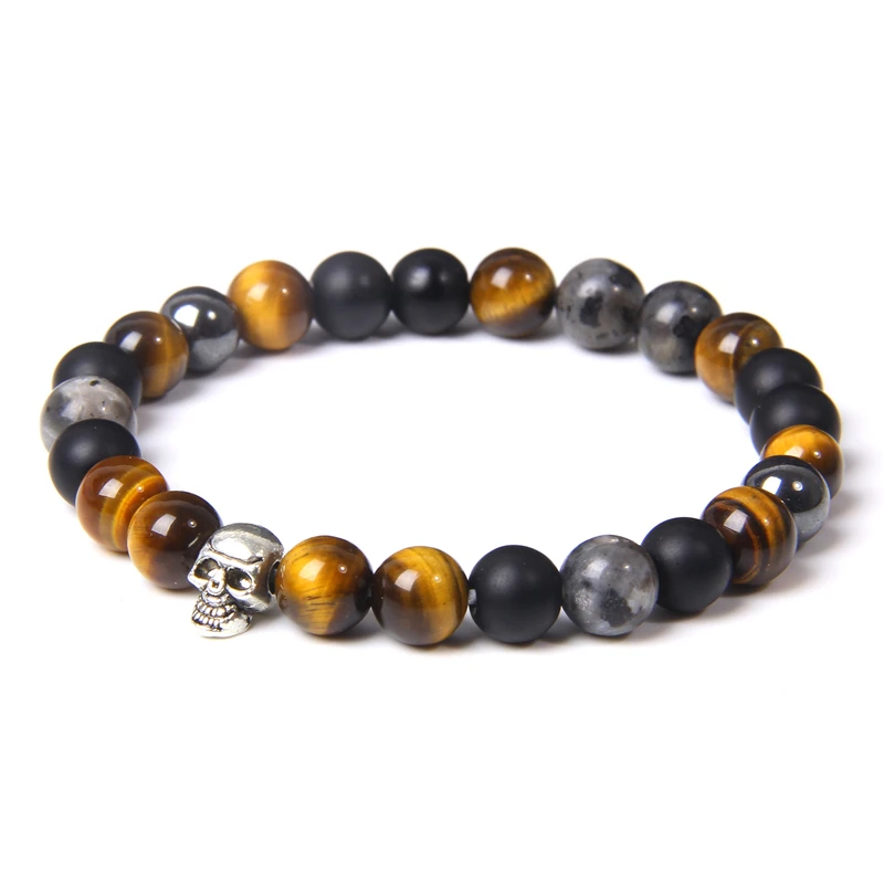 Silver Color Skull Charm Bracelets Men Fashion Goth Handmade Elastic Bracelet Jewelry Women Protection Energy Tiger Eye Pulsera 
Silver Color Skull Charm Bracelets Men Fashion Goth Handmade Elastic Bracelet Jewelry Women Protection Energy Tiger Eye Pulsera