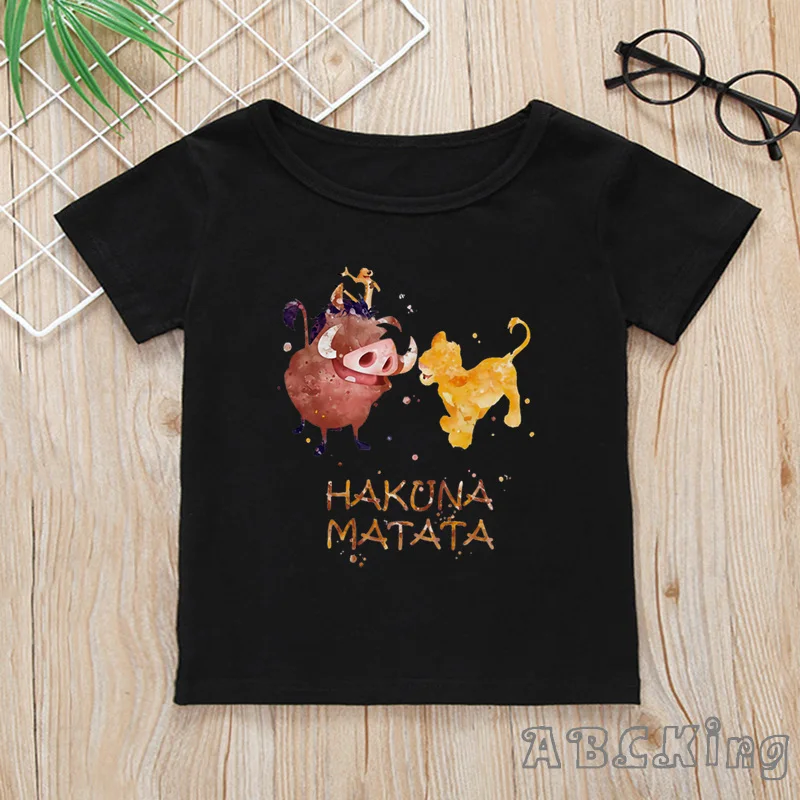 Детские Акуна Матата Король Лев с принтом в виде героев мультфильмов футболка