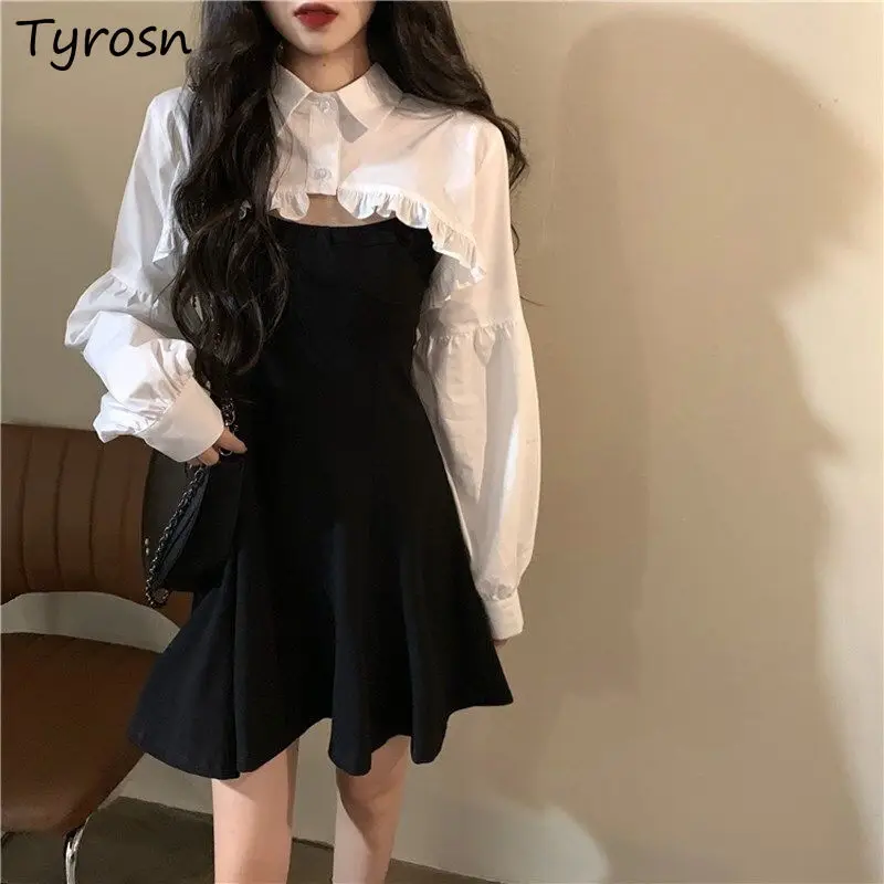 Women Sets Irregular Shirts Solid Crop Tops Ruffles Puff Sleeve Sweet Fairy Kawaii Mini Dresses Hot Elegant Temperament Trendy
Women Sets Irregular Shirts Solid Crop Tops Ruffles Puff Sleeve Sweet Fairy Kawaii Mini Dresses Hot Elegant Temperament Trendy