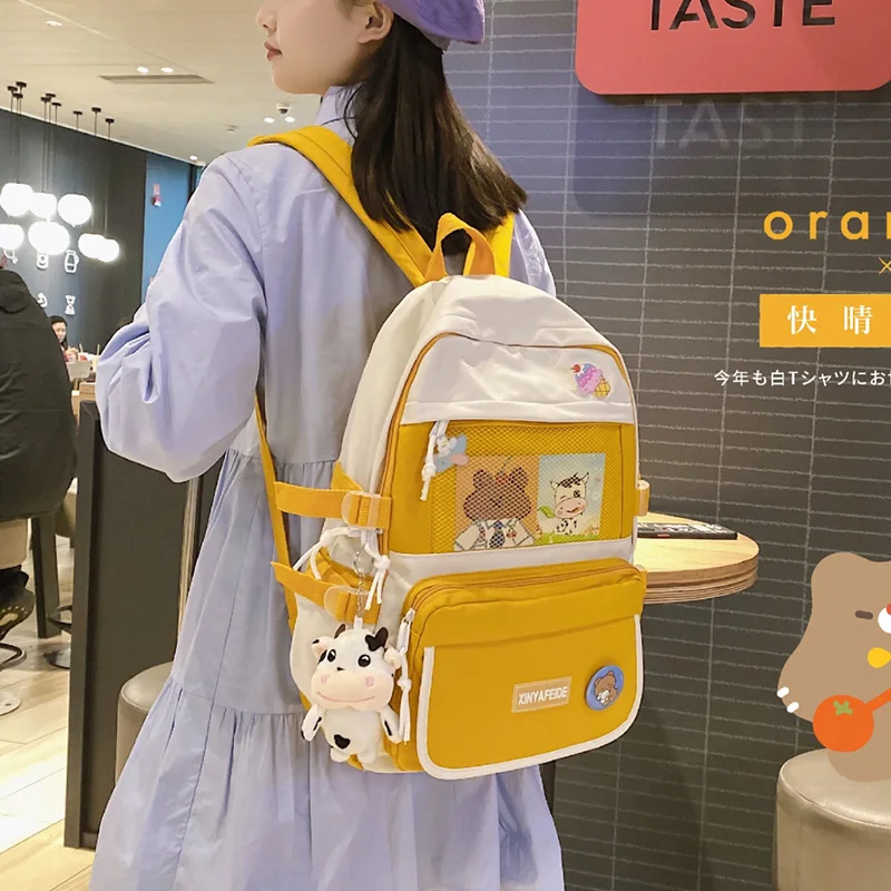 New Cute contrast color design teen girl school bag Fashion candy color patchwork outing travel backpack Ladies nylon backpack
New Cute contrast color design teen girl school bag Fashion candy color patchwork outing travel backpack Ladies nylon backpack