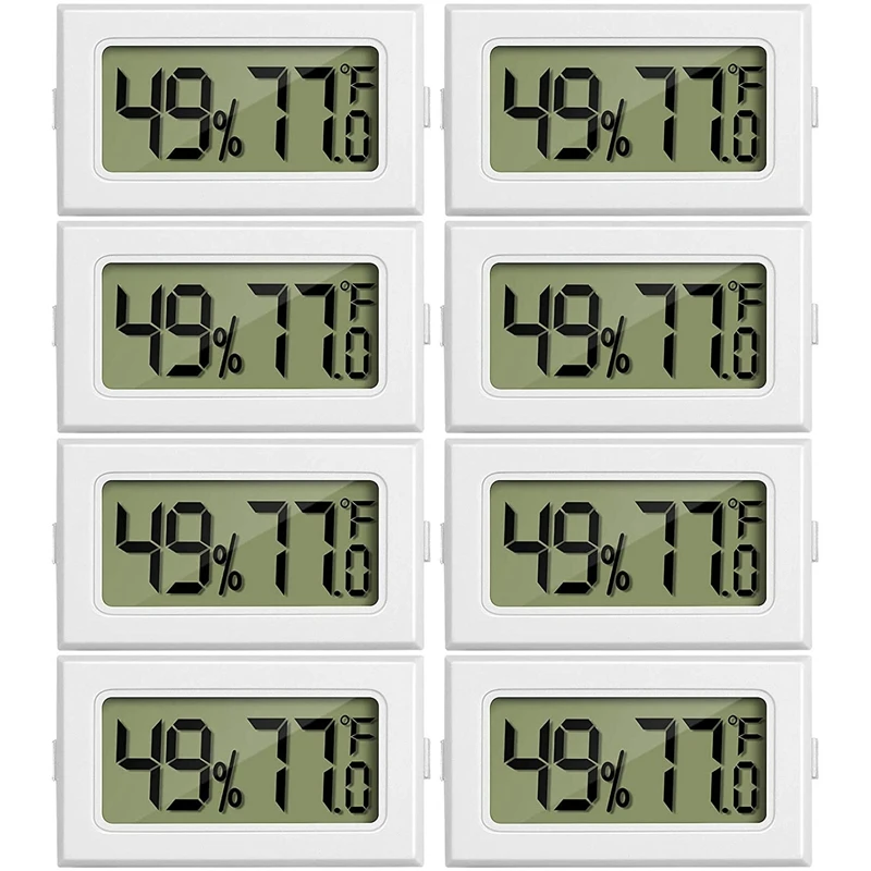 8Pcs Mini Humidity Thermometer Digital Fahrenheit LCD Display Thermometer Hygrometer, for Reptile Greenhouse and Office
8Pcs Mini Humidity Thermometer Digital Fahrenheit LCD Display Thermometer Hygrometer, for Reptile Greenhouse and Office