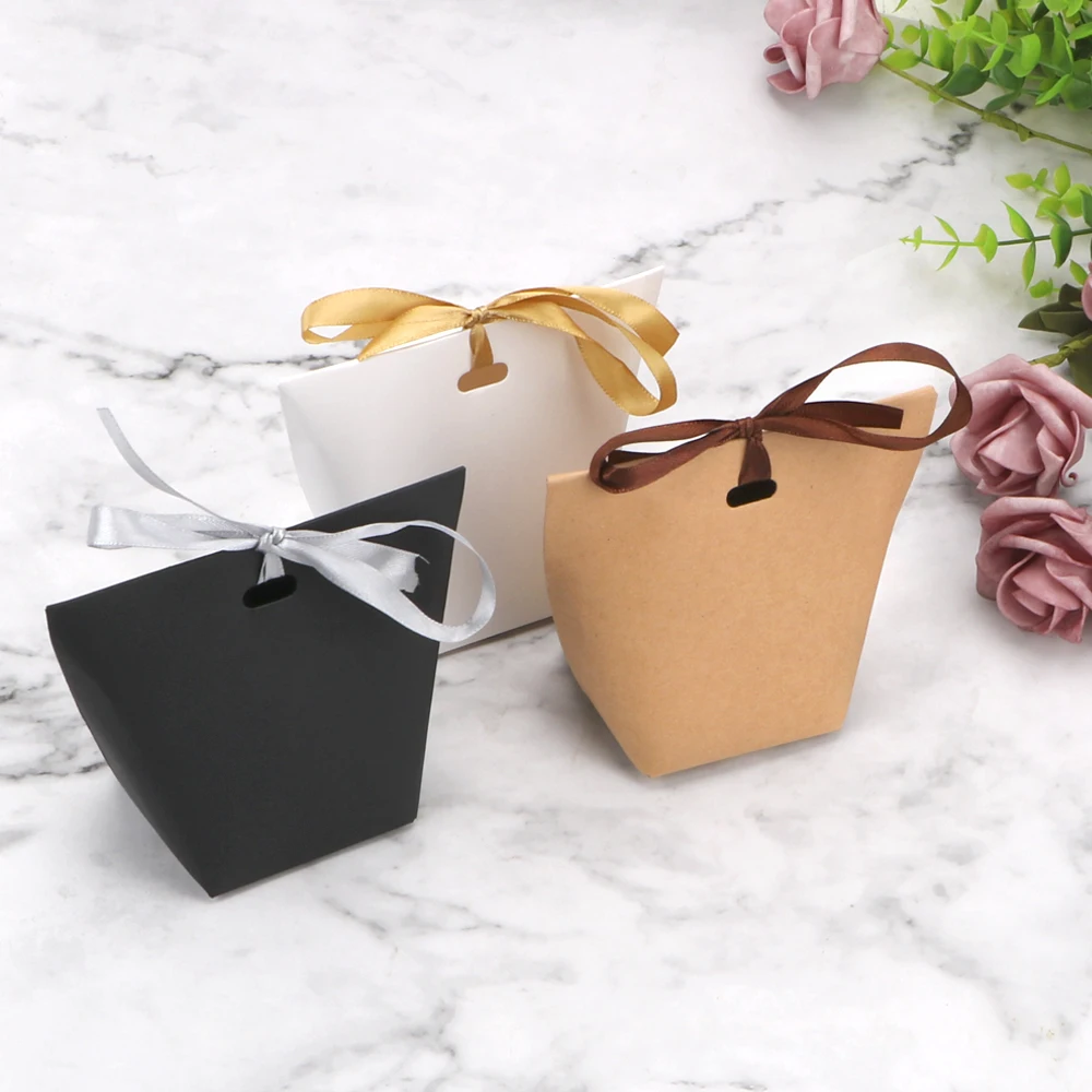

Свадебные сувениры, Подарочная коробка, сумка, украшение для дня рождения, сумки с лентой, 50 шт., белый, черный мешок для конфет