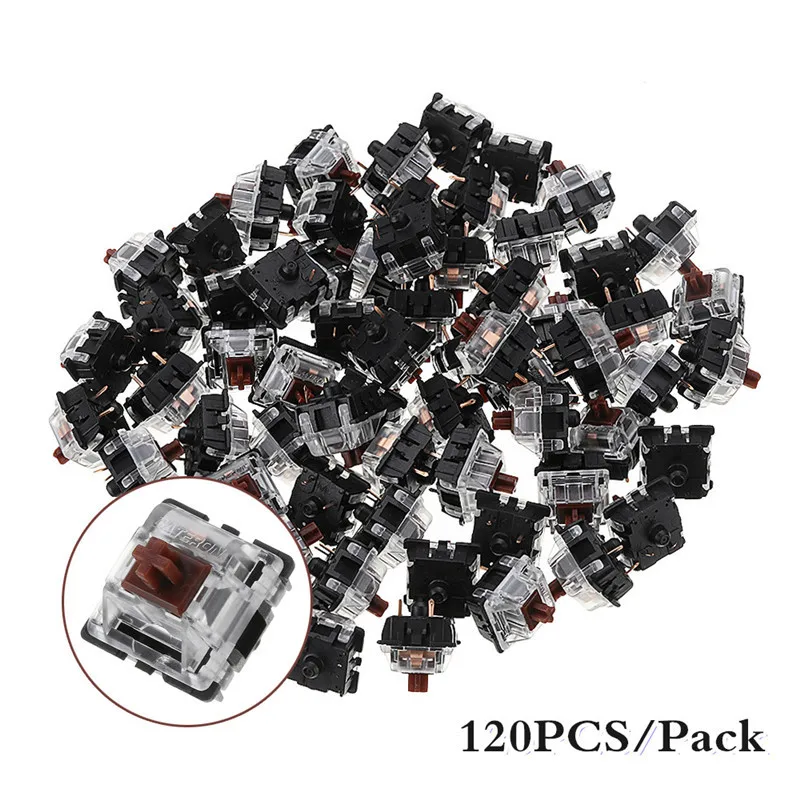 

120PCS 3Pin Gateron Brown Switch Tactile Switch For Mechanical Gaming Keyboard Office Work Keyboards Switchs Fit 104 108 Keys