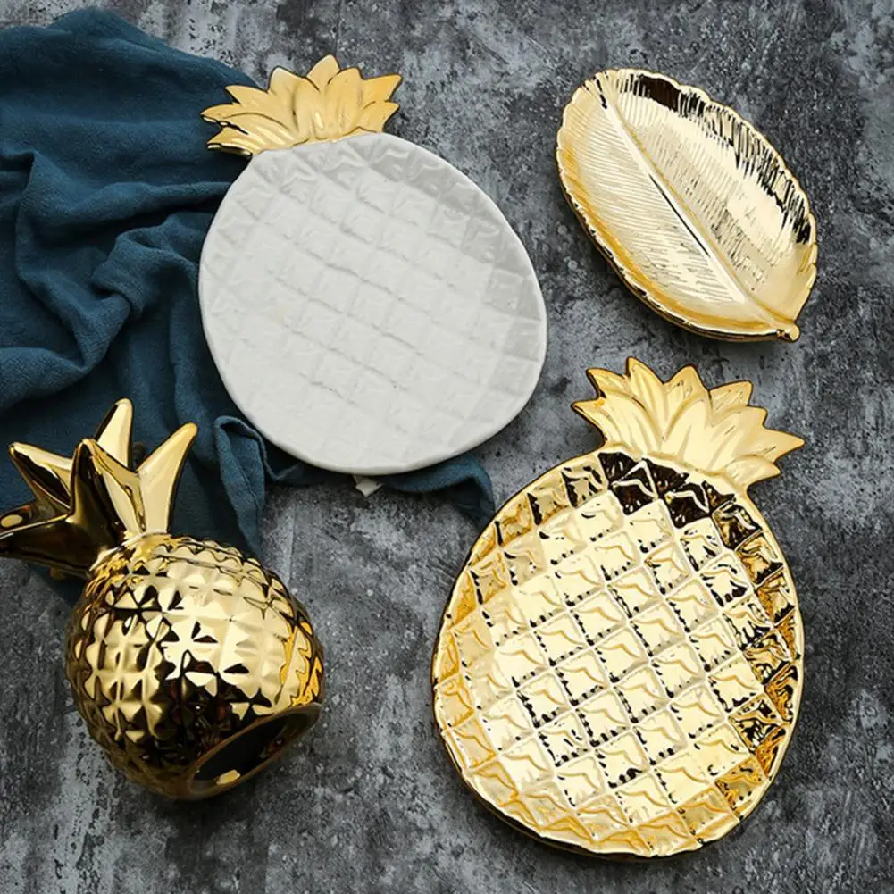 

Pastry Fruit Tray Snack Dish Large Capacity Decorative Ceramic Nordic Style Pineapple Storage Tray Household Supplies