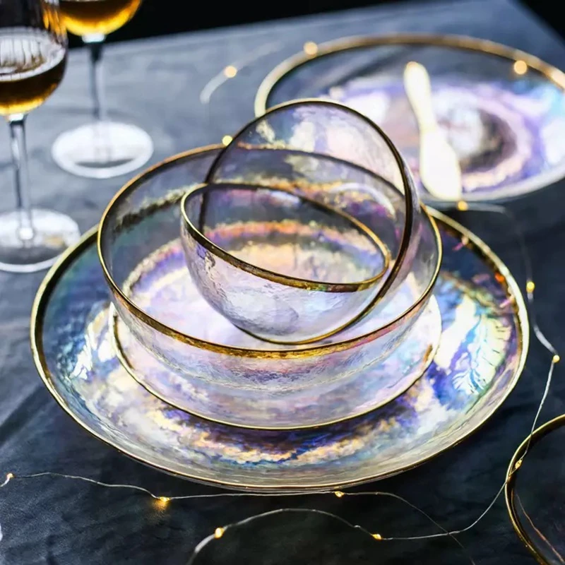 Rainbow Glass Dinner Plates Luxury Food Plates Desset Plate Cake Dish Salad Bowl Fruit Bowl Food Storage Glassware Dinnerware
Rainbow Glass Dinner Plates Luxury Food Plates Desset Plate Cake Dish Salad Bowl Fruit Bowl Food Storage Glassware Dinnerware