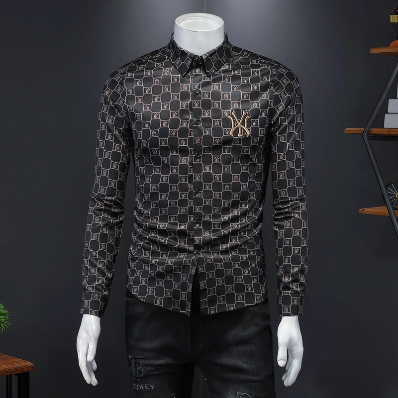 High Quality Men's Shirts New Arrivals Classic Plaid Letter Brand Long Sleeve Male Autumn Clothing S029
High Quality Men's Shirts New Arrivals Classic Plaid Letter Brand Long Sleeve Male Autumn Clothing S029