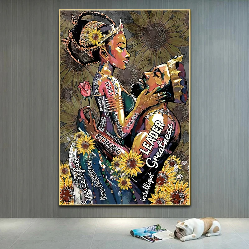 Black Women Couple King and Queen Canvas Painting Wall Art African Sunflower Poster Print Wall Picture for Bedroom Home Decor 
Black Women Couple King and Queen Canvas Painting Wall Art African Sunflower Poster Print Wall Picture for Bedroom Home Decor