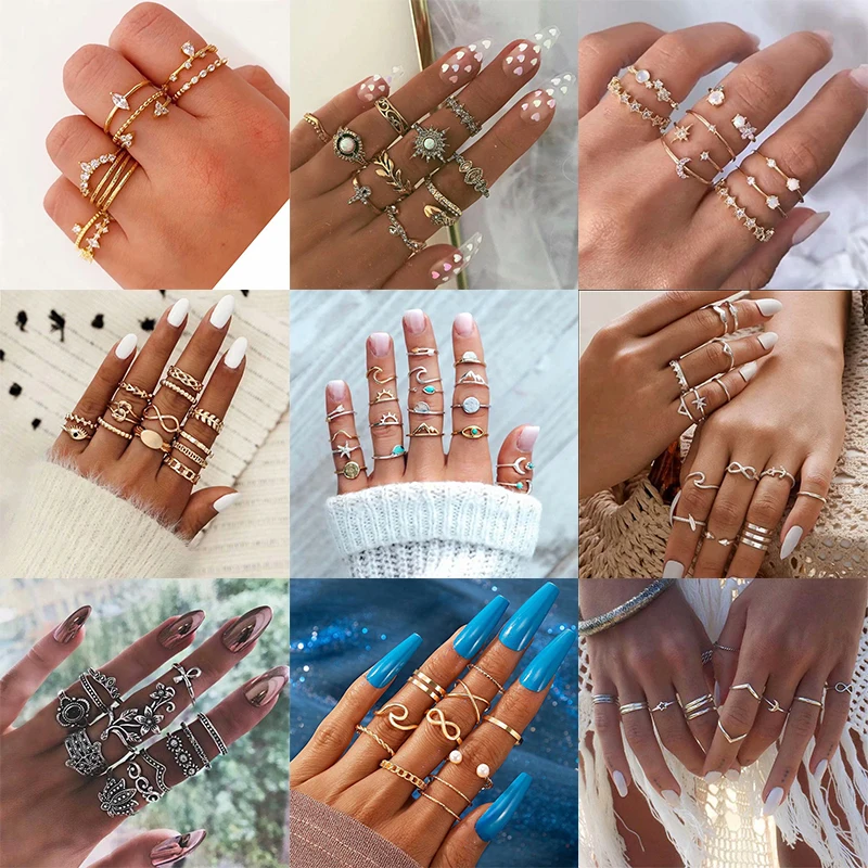 2021 Vintage Fashion Rings Set For Women Girls Gold Metal Punk Geometric Hollow Leaves Women Finger Ring Party Jewelry anillos
2021 Vintage Fashion Rings Set For Women Girls Gold Metal Punk Geometric Hollow Leaves Women Finger Ring Party Jewelry anillos