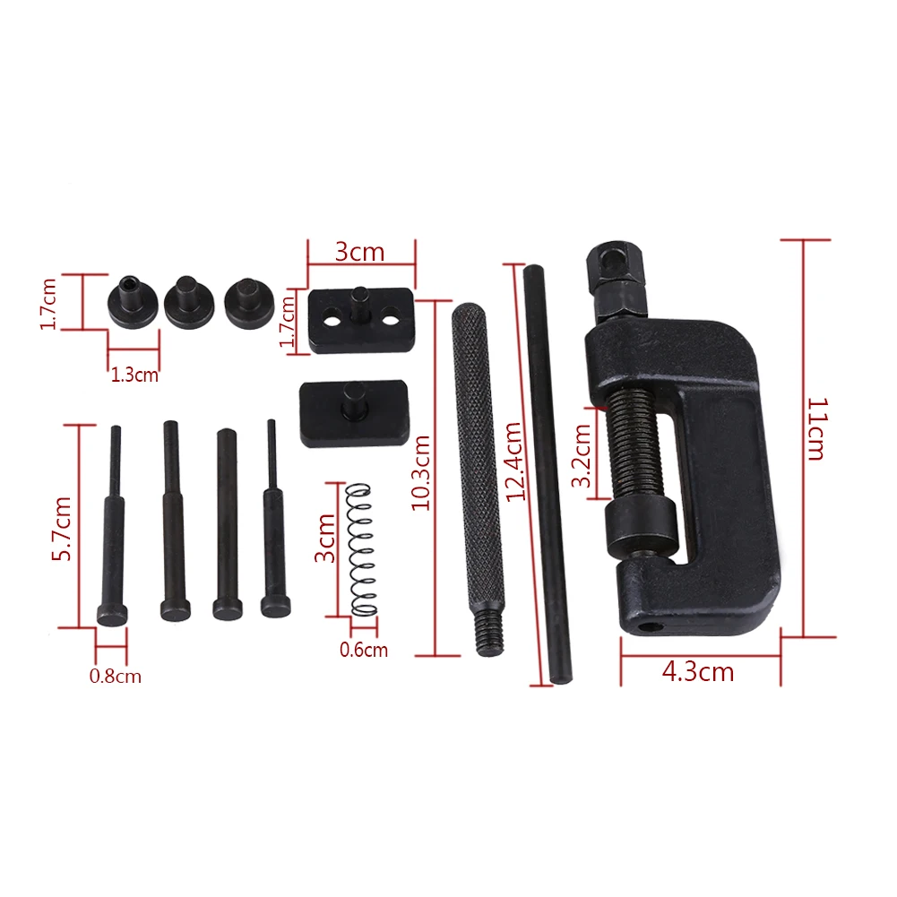 13Pcs Bike / Motorcycle / Cam Drive Chain Breaker Rivet Cutter Tool Kit Designed To Rivet Chain Links To Form An Endless Chai
13Pcs Bike / Motorcycle / Cam Drive Chain Breaker Rivet Cutter Tool Kit Designed To Rivet Chain Links To Form An Endless Chai