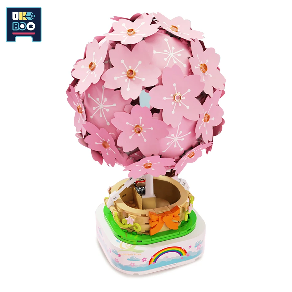 718Pcs Cherry Blossoms Hot Air Balloon Building Blocks Shining Music Box Rotating Sakura Bricks Toys for Children Girls Gift
718Pcs Cherry Blossoms Hot Air Balloon Building Blocks Shining Music Box Rotating Sakura Bricks Toys for Children Girls Gift