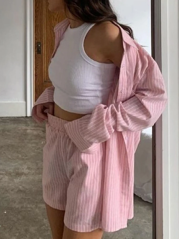 2021 Spring Summer Casual Striped Shirts Tops And Pocket Shorts Pants Suits Fashion Long Sleeve Button Women Two Set Outfits S-L
2021 Spring Summer Casual Striped Shirts Tops And Pocket Shorts Pants Suits Fashion Long Sleeve Button Women Two Set Outfits S-L