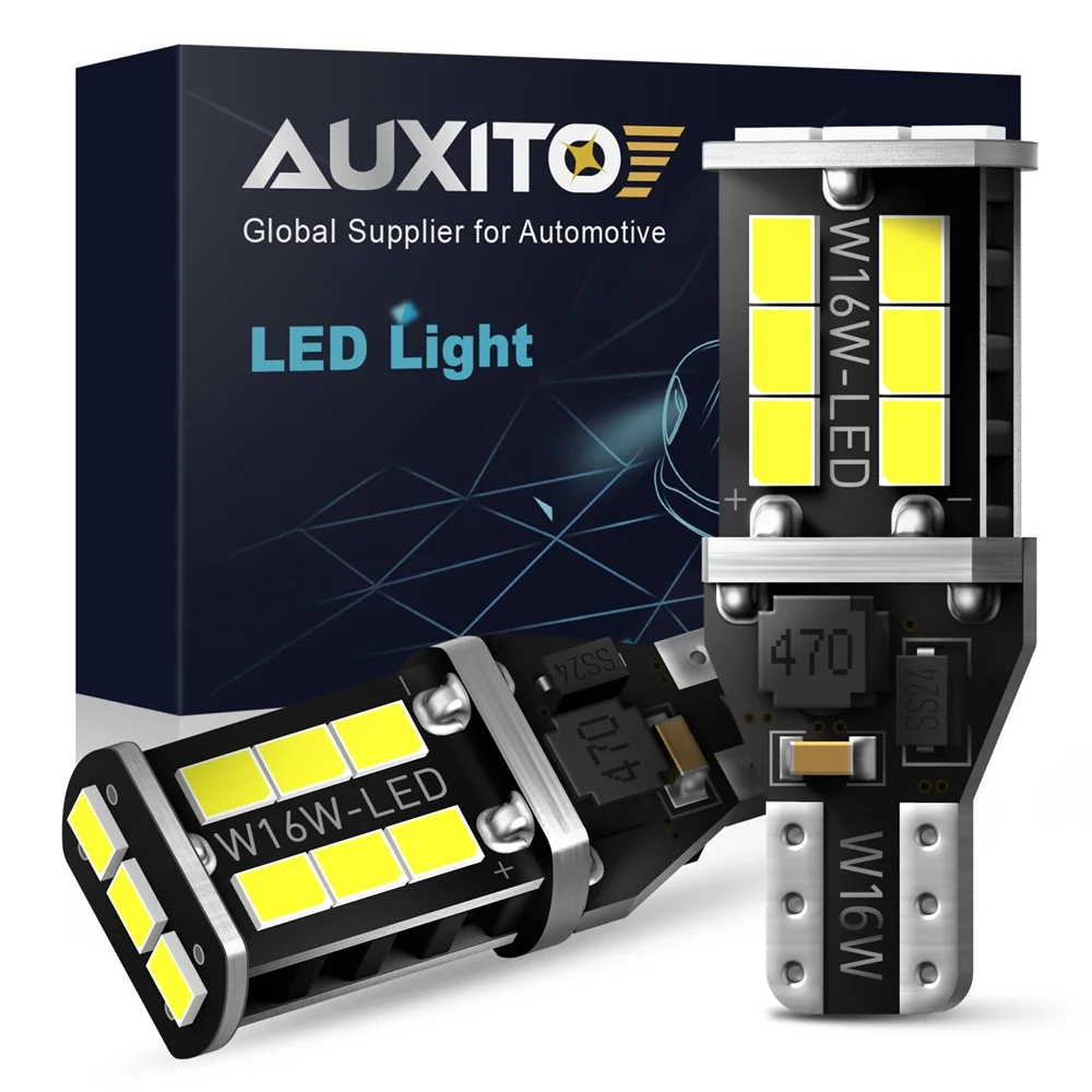 

AUXITO 2PCS T15 W16W LED Canbus No Error Bulbs 2835 SMD Backup Reverse Light 921 912 Bulb Car Reversing Lamp Xenon 6000K White