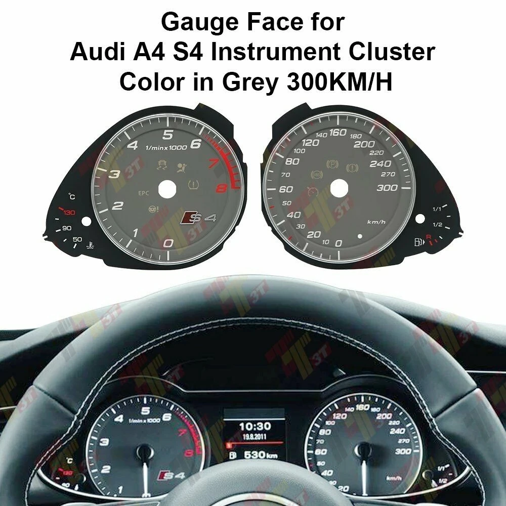 

Gauge Face for Audi A4 S4 Magneti Marelli Instrument Cluster Color Grey 300KM/H