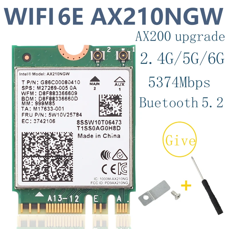 Беспроводная сетевая карта AX210 tri band, 5374 м, Bluetooth 8265, поддержка 6G, AX200, AC9260, 8260, 7265, 7260, 3168, 3165, 3160, Wi-Fi карта
Беспроводная сетевая карта AX210 tri band, 5374 м, Bluetooth 8265, поддержка 6G, AX200, AC9260, 8260, 7265, 7260, 3168, 3165, 3160, Wi-Fi карта
