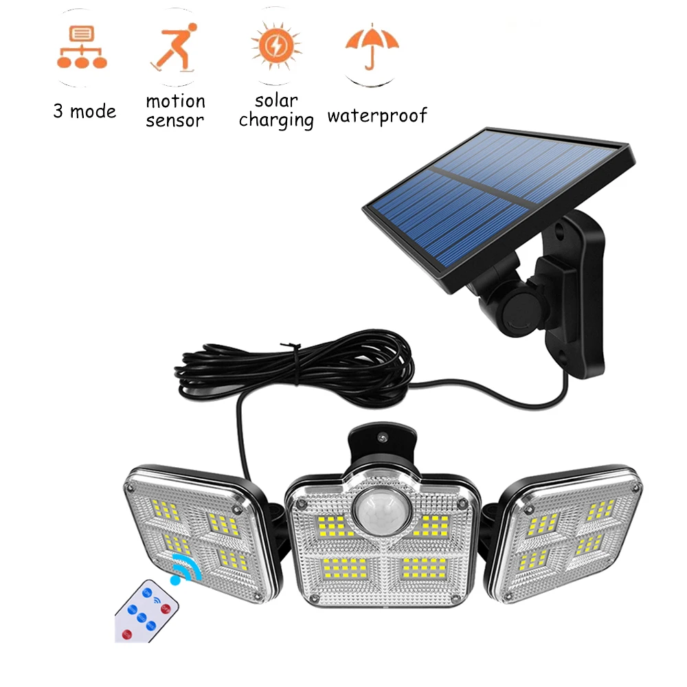 138 led remote seperable Solar Light Outdoor Motion Sensor Wall lamp 3 Head Illumination Waterproof Flood Lights Garden Garage 5
138 led remote seperable Solar Light Outdoor Motion Sensor Wall lamp 3 Head Illumination Waterproof Flood Lights Garden Garage 5