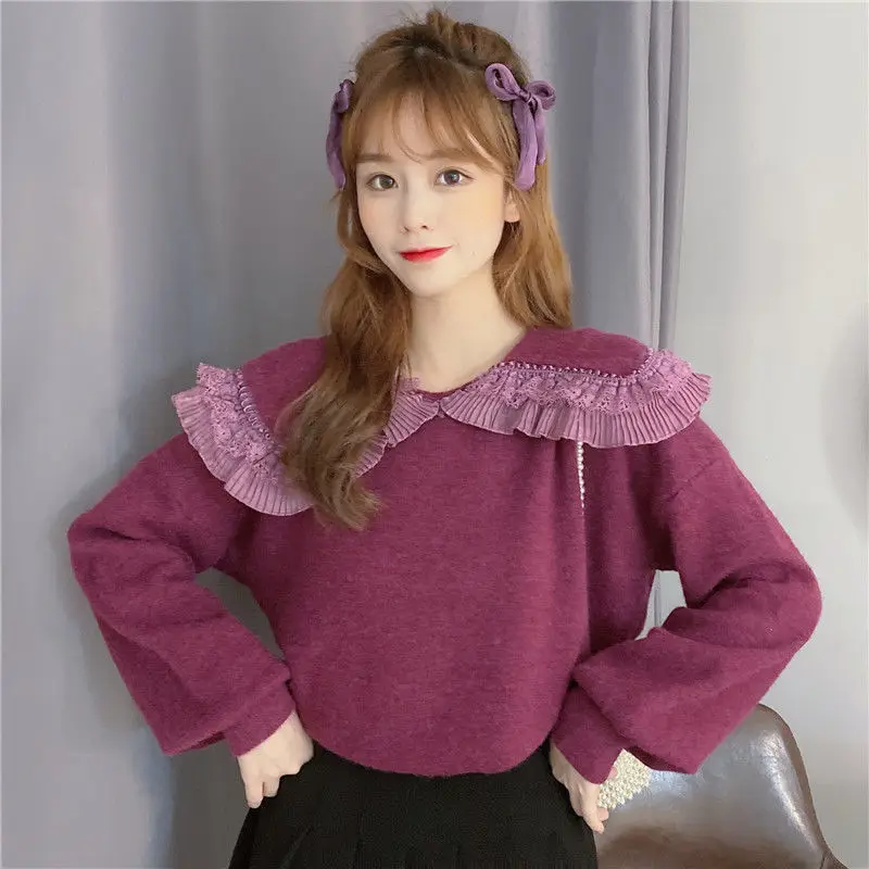 Women Pullovers Autumn New Knitted Plus Size 3XL Collar Lace Sweet Girls Cute Students Korean Sweaters Chic Leisure tops
Women Pullovers Autumn New Knitted Plus Size 3XL Collar Lace Sweet Girls Cute Students Korean Sweaters Chic Leisure tops