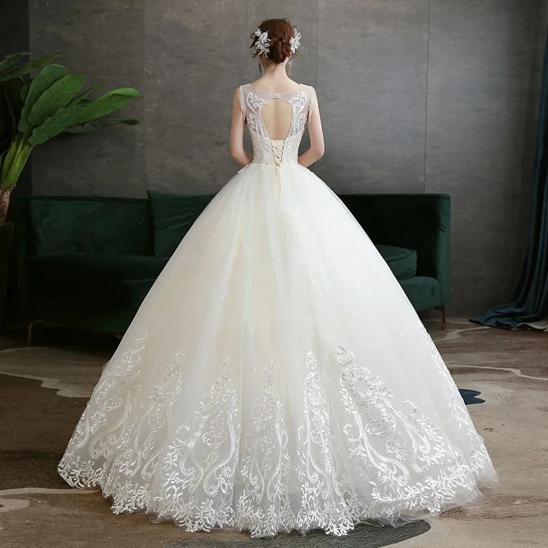 Vestido De Noiva 2021 New Luxury Lace Wedding Dress Noble O-neck Sleeveless Wedding Gowns Back Lace Up Floor-length Bride Dress
Vestido De Noiva 2021 New Luxury Lace Wedding Dress Noble O-neck Sleeveless Wedding Gowns Back Lace Up Floor-length Bride Dress