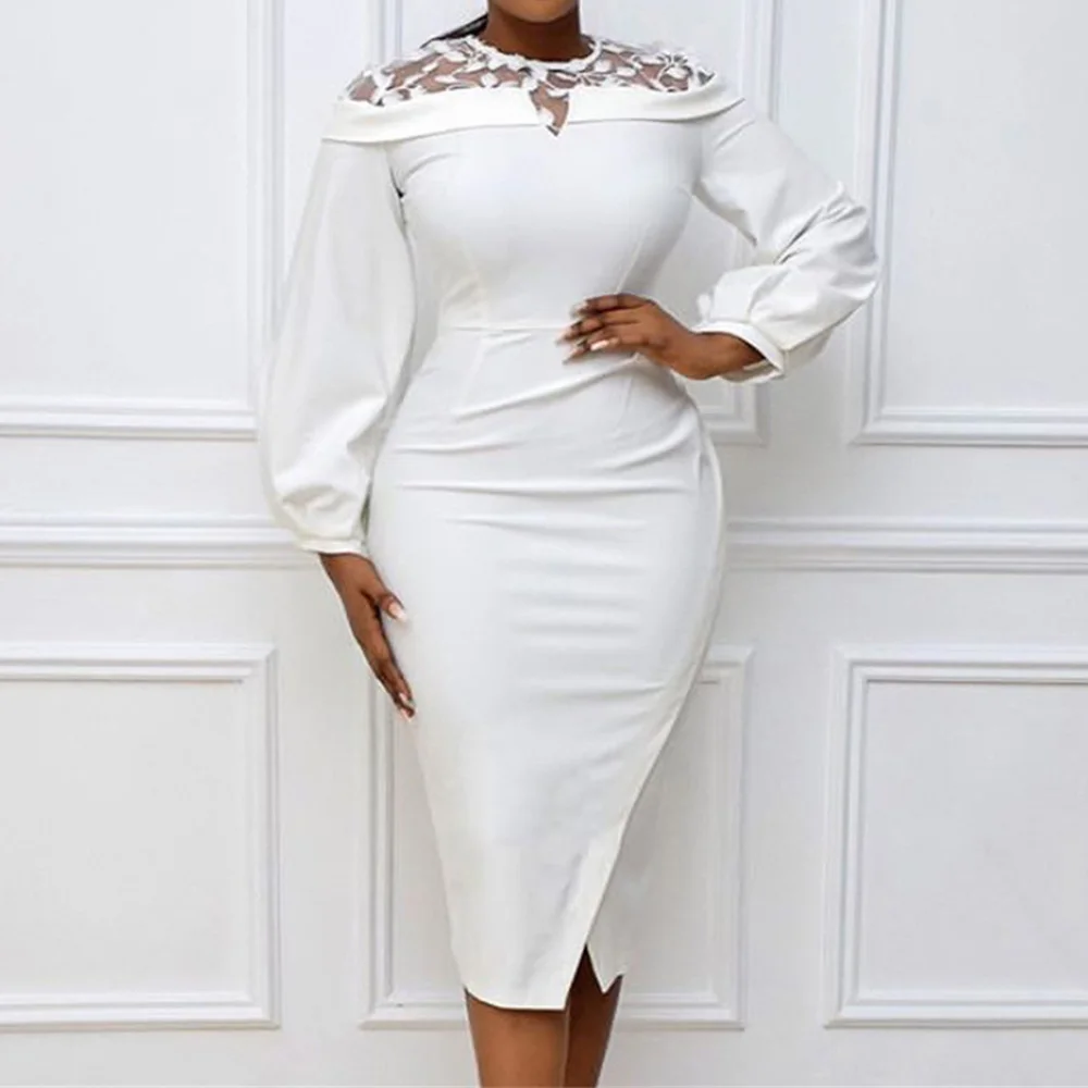 White Bodycon Office Dress Women 2021 Elegant Mesh Partchwork Midi Summer Dresses African Lantern Sleeve Split Maxi Vestido 
White Bodycon Office Dress Women 2021 Elegant Mesh Partchwork Midi Summer Dresses African Lantern Sleeve Split Maxi Vestido