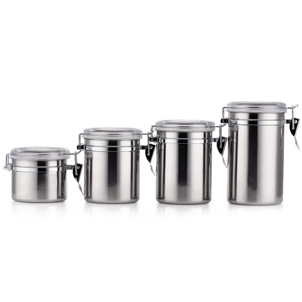 4pcs Stainless Steel Seal storage pot Beans Food Storage Jar with Transparent Lid Kitchen Conister Kitchen Seasoning Jar
4pcs Stainless Steel Seal storage pot Beans Food Storage Jar with Transparent Lid Kitchen Conister Kitchen Seasoning Jar