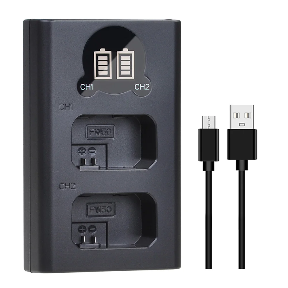 Зарядное устройство с двумя USB-портами для Sony NP-FW50 NPFW50 NP FW50 Alpha a6500 a6300 a6000 a5000 a3000 |