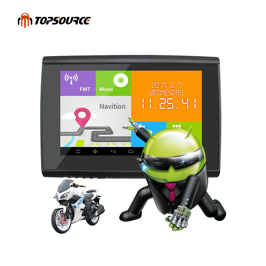 TOPSOURCE 5 "IP67 водонепроницаемый мотоцикл gps 2020 Новый 2 в 1 Автомобильный навигатор