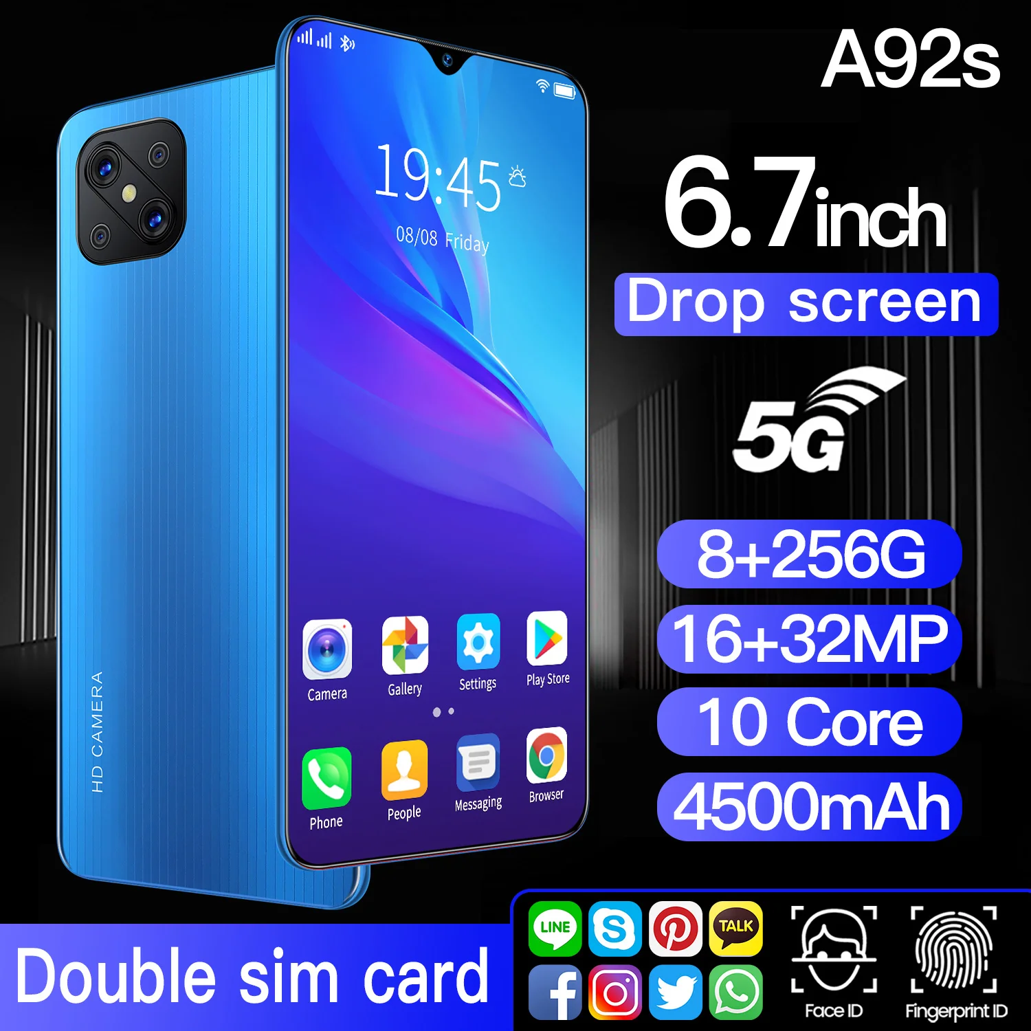 Cost-effective A92s Cheap Mobile Phone 4500mAh 8GB + 512GB 6.7-inch 10-core 16MP + 32MP High-definition Smart 5G Mobile Phone
Cost-effective A92s Cheap Mobile Phone 4500mAh 8GB + 512GB 6.7-inch 10-core 16MP + 32MP High-definition Smart 5G Mobile Phone
