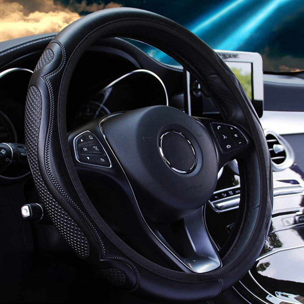 Universal 38cm Steering Wheel Cover 15inch 3D Embossed Leather Car Steering Wheel Cover Breathable Non-Slip Auto Accessories
Universal 38cm Steering Wheel Cover 15inch 3D Embossed Leather Car Steering Wheel Cover Breathable Non-Slip Auto Accessories