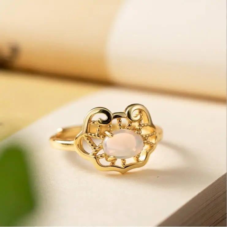 Shining. Opal Stone Ruyi Ring Silver Gilding White Gem Auspicious Open Ring Fashion Silver Accessories
Shining. Opal Stone Ruyi Ring Silver Gilding White Gem Auspicious Open Ring Fashion Silver Accessories