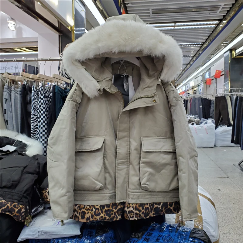 Winter Women Hooded Faux Fur Collar Leopard Patchwork Down Cotton Warm Windproof Parkas Khaki Black Loose Casual Mujeres Abrigos
Winter Women Hooded Faux Fur Collar Leopard Patchwork Down Cotton Warm Windproof Parkas Khaki Black Loose Casual Mujeres Abrigos