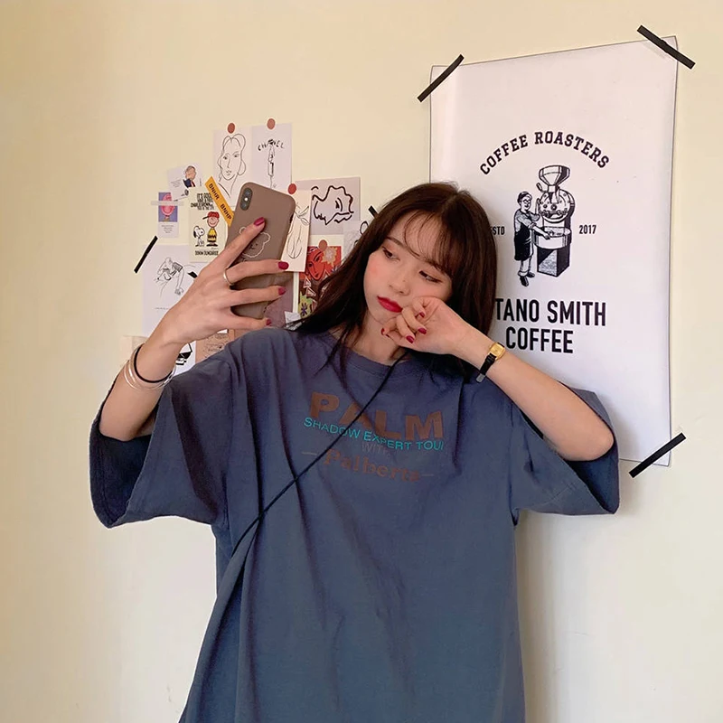 Letter Print Summer T-shirts Women Korean Style Casual Streetwear Vintage Harajuku T shirt Loose Cotton Tops Tees Plus Size
Letter Print Summer T-shirts Women Korean Style Casual Streetwear Vintage Harajuku T shirt Loose Cotton Tops Tees Plus Size