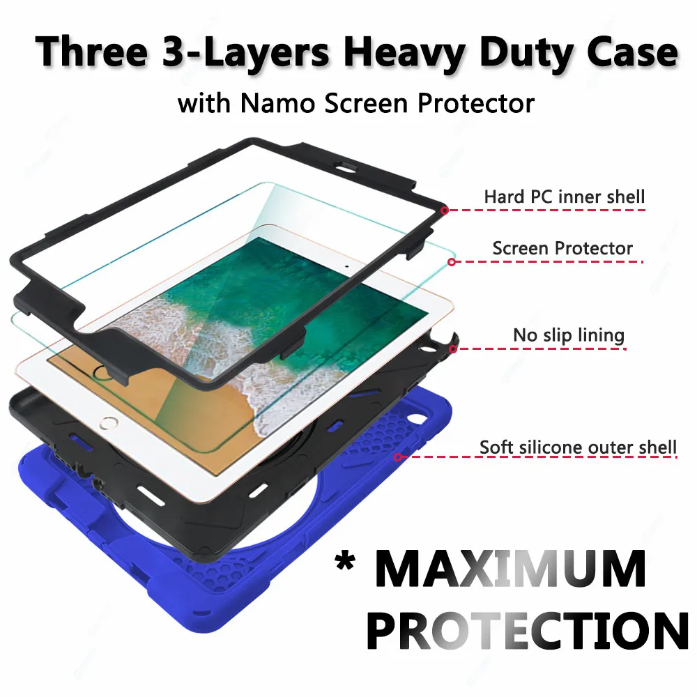 Shockproof Case For New iPad 9.7 2017 2018 Tablet Funda For iPad 9.7 Case For iPad 6th 5th Generation Case With Screen Protector
Shockproof Case For New iPad 9.7 2017 2018 Tablet Funda For iPad 9.7 Case For iPad 6th 5th Generation Case With Screen Protector