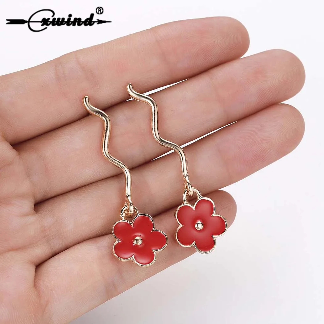 Cxwind Original Cherry Flower Tassel Earrings Fashion Oil Red Flower Earrings for Women Temperament Drop Earring Jewelry brincos
Cxwind Original Cherry Flower Tassel Earrings Fashion Oil Red Flower Earrings for Women Temperament Drop Earring Jewelry brincos
