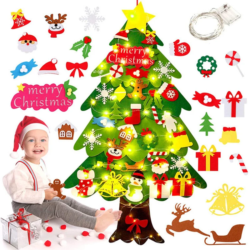 DIY Felt Christmas Tree With LED Light New Year'S Door Wall Hanging Ornaments Artificial Tree Kids Toys Christmas Decor For Home
DIY Felt Christmas Tree With LED Light New Year'S Door Wall Hanging Ornaments Artificial Tree Kids Toys Christmas Decor For Home
