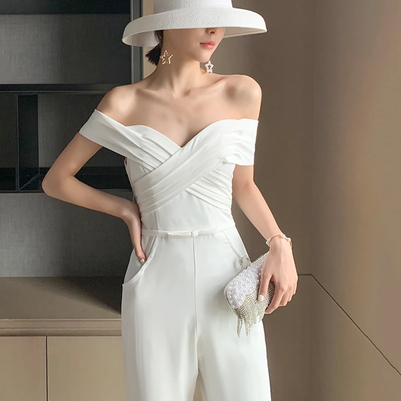 VGH White Casual Party Jumpsuit For Women Slash Neck High Waist Full Length Straight Pants Solid Elegant Jumpsuits Female Spring
VGH White Casual Party Jumpsuit For Women Slash Neck High Waist Full Length Straight Pants Solid Elegant Jumpsuits Female Spring