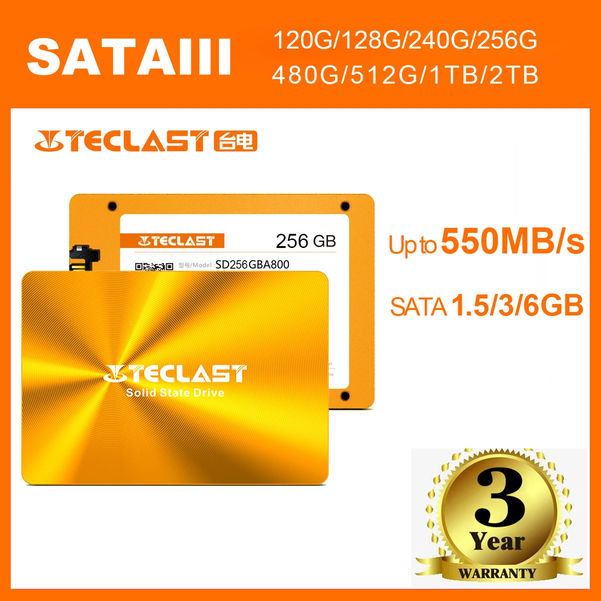 Teclast SSD SATAIII 128G/240G/480G/512G/960G/1TB Three-year Warranty Solid State Drive work for Desktop and Laptop
Teclast SSD SATAIII 128G/240G/480G/512G/960G/1TB Three-year Warranty Solid State Drive work for Desktop and Laptop